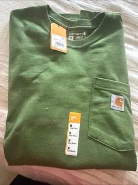 Carhartt Green Long Sleeve Pocket Tee - Loose Fit